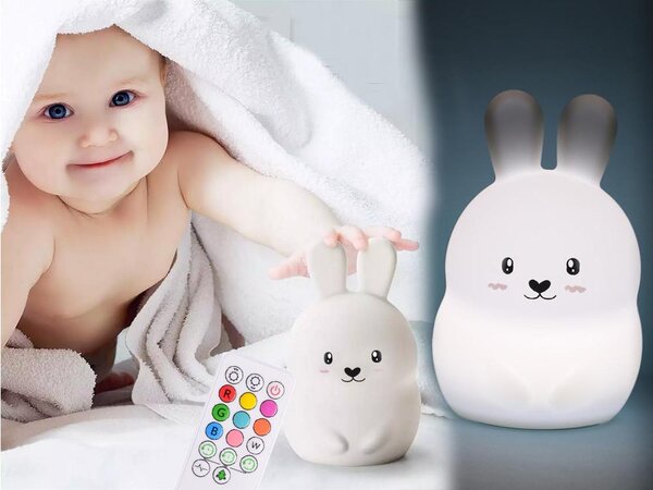LED RGB baterija meko silikonsko svjetlo 1200mAh zec + daljinski upravljač