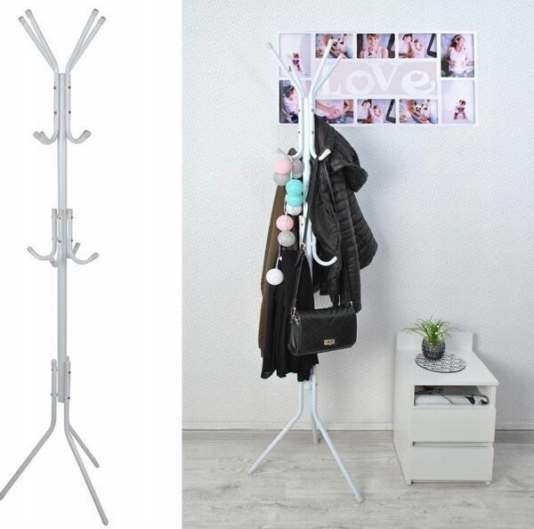 Metalna vješalica za kapute i šešire 170 cm bijela