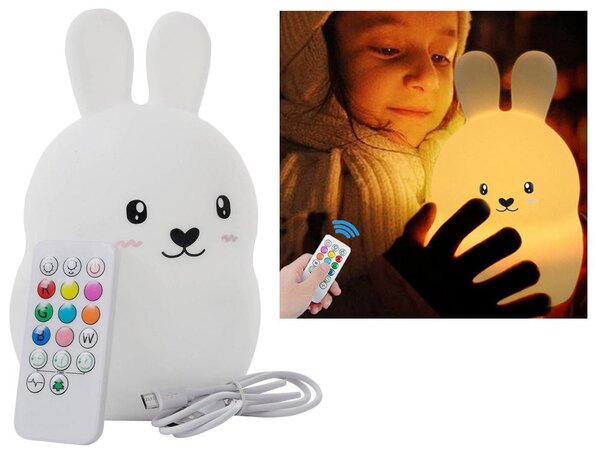 LED RGB baterija meko silikonsko svjetlo 1200mAh zec + daljinski upravljač