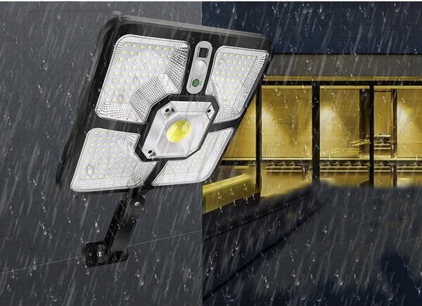 Solar Road 220 SMD + 15 COB LED svjetiljka s PIR sezonom Black + Remote