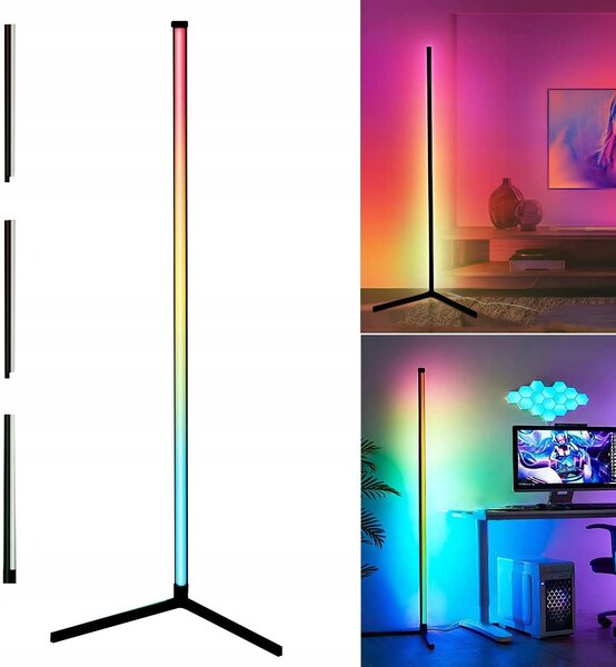 Led rgb kutna podna lampa 132cm app + rainbow 3d daljinski upravljač