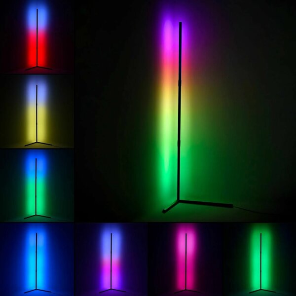 Led rgb kutna podna lampa 132cm app + rainbow 3d daljinski upravljač