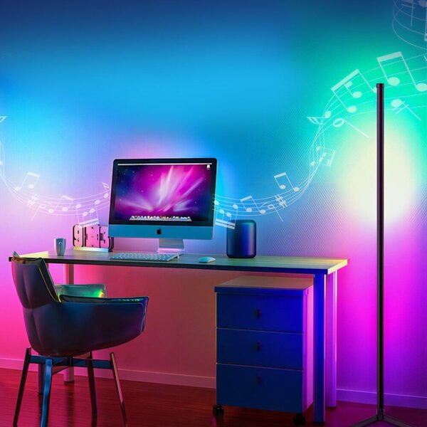 Led rgb kutna podna lampa 132cm app + rainbow 3d daljinski upravljač