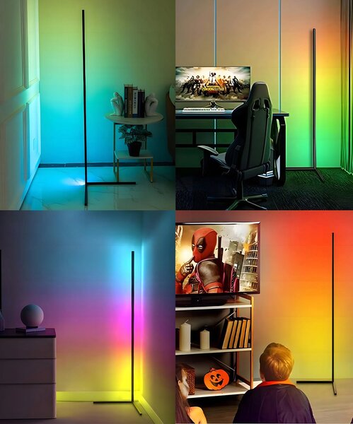 Led rgb kutna podna lampa 132cm app + rainbow 3d daljinski upravljač