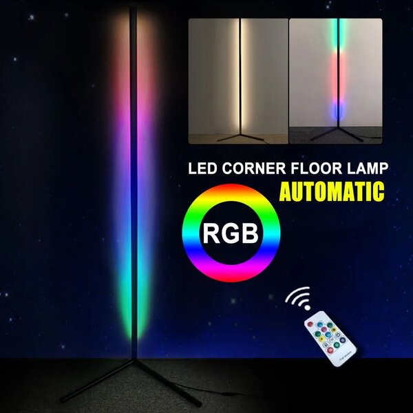Led rgb kutna podna lampa 132cm app + rainbow 3d daljinski upravljač