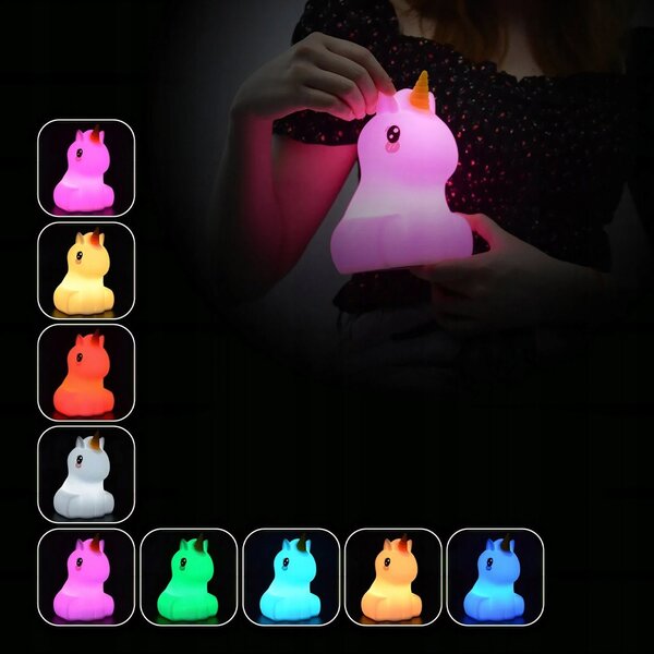 LED RGB AK. mekani silikonski lagani jednorog + daljinski upravljač