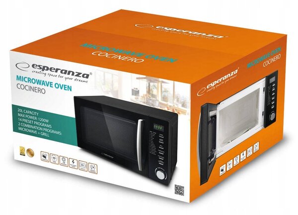 1200W LCD mikrovalna + roštilj 20L Cocinero