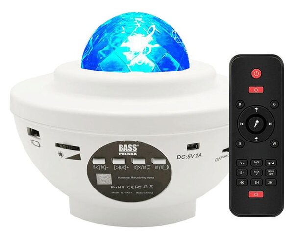 LED RGB Zvjezdani projektor i Bluetooth Loud USB White