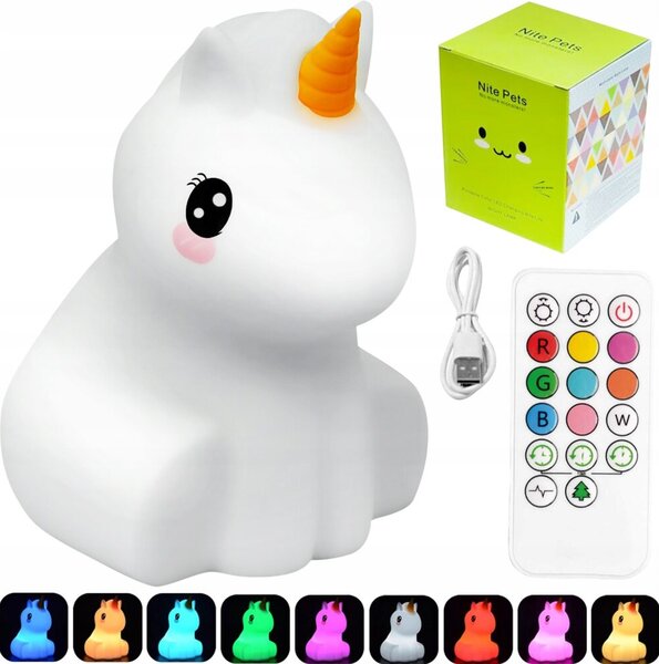 LED RGB AK. mekani silikonski lagani jednorog + daljinski upravljač