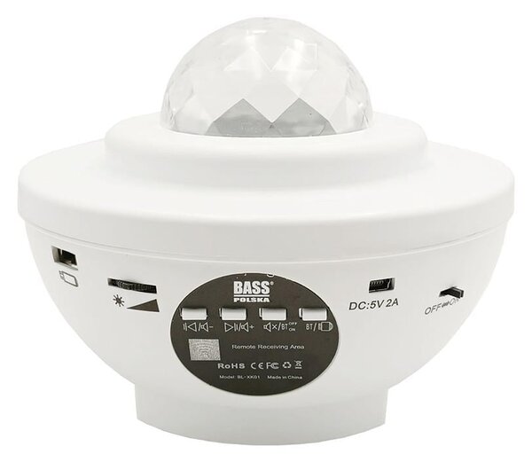 LED RGB Zvjezdani projektor i Bluetooth Loud USB White