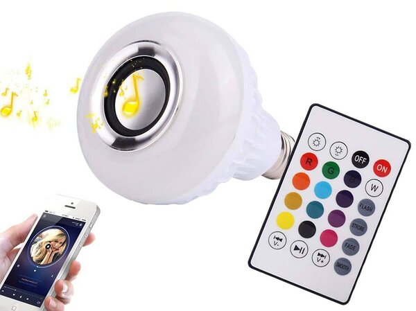 Rgb led žarnica 7w in bluetooth zvočnik + daljinski upravljalnik - aptel