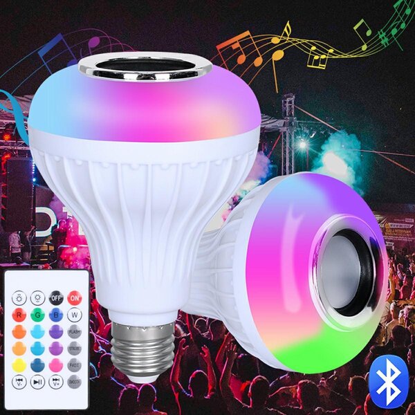 Rgb led žarnica 7w in bluetooth zvočnik + daljinski upravljalnik - aptel