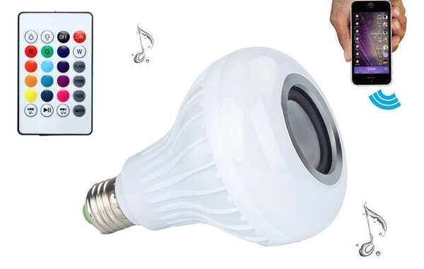 Rgb led žarnica 7w in bluetooth zvočnik + daljinski upravljalnik - aptel