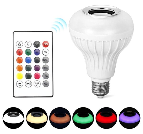 Rgb led žarnica 7w in bluetooth zvočnik + daljinski upravljalnik - aptel
