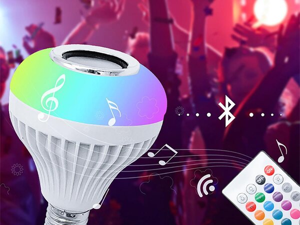 Rgb led žarnica 7w in bluetooth zvočnik + daljinski upravljalnik - aptel