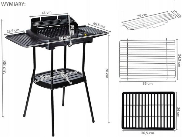 2v1 neovisni i tablicu električni roštilj 2800W 40x29 cm