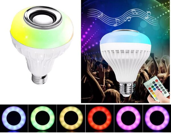 Rgb led žarnica 7w in bluetooth zvočnik + daljinski upravljalnik - aptel