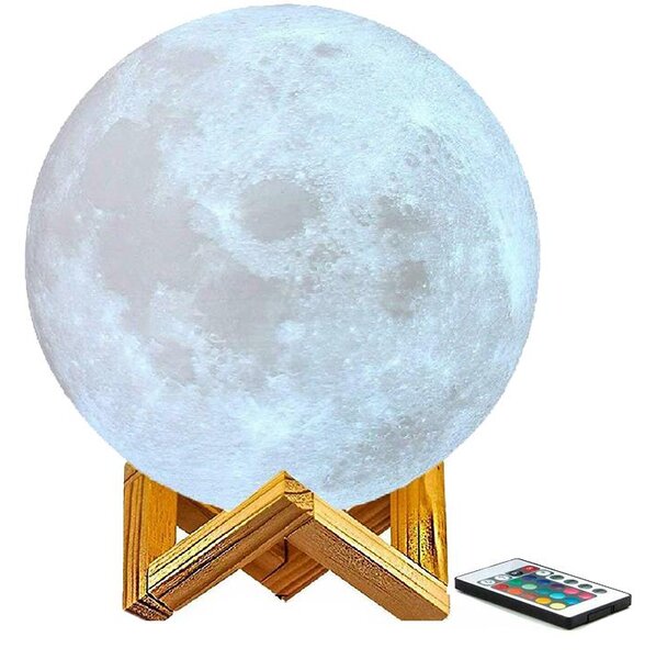 ACA. LED RGB 3D USB noć Luna Luna s daljinskim upravljačem od 18 cm