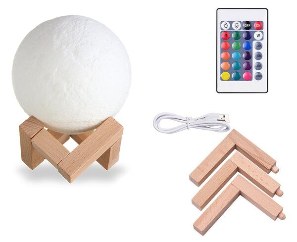 ACA. LED RGB 3D USB noć Luna Luna s daljinskim upravljačem od 18 cm