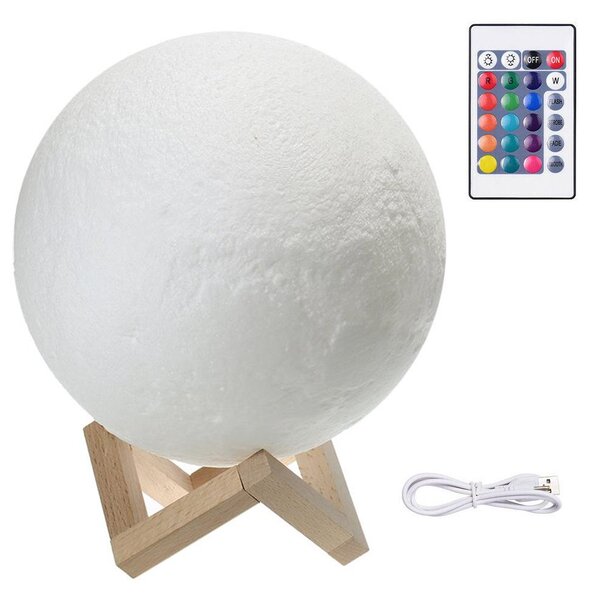 ACA. LED RGB 3D USB noć Luna Luna s daljinskim upravljačem od 18 cm