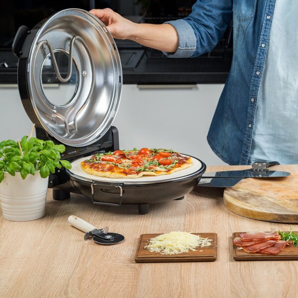 1200W kamena pizza 32 cm do 400 ° C + 2 Vrhovni reket