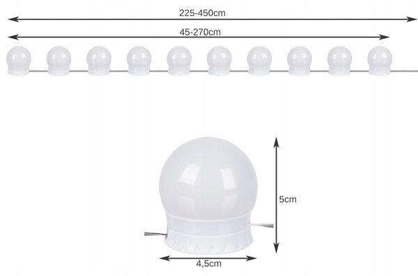 10 LED svjetiljki za USB ogledalo