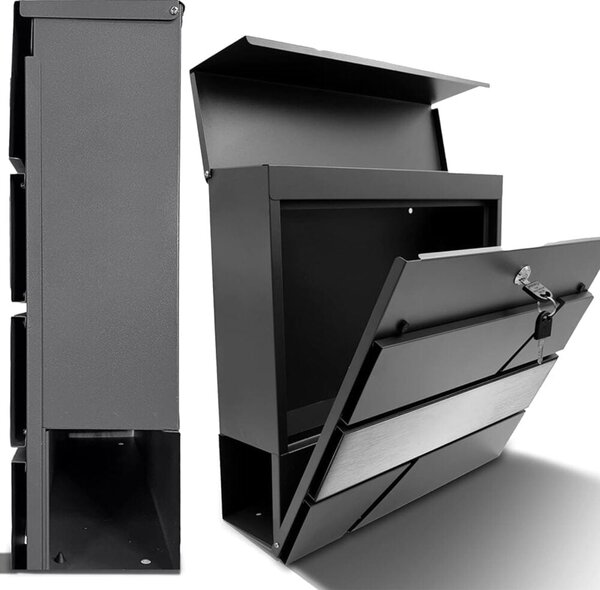 Moderni poštanski sandučić s Anthracit + Inox X3 novinski utor