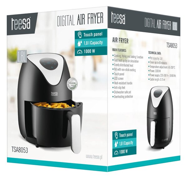 1000w lcd cvrtnik na zrak brez maščobe 1800ml friteza - teesa