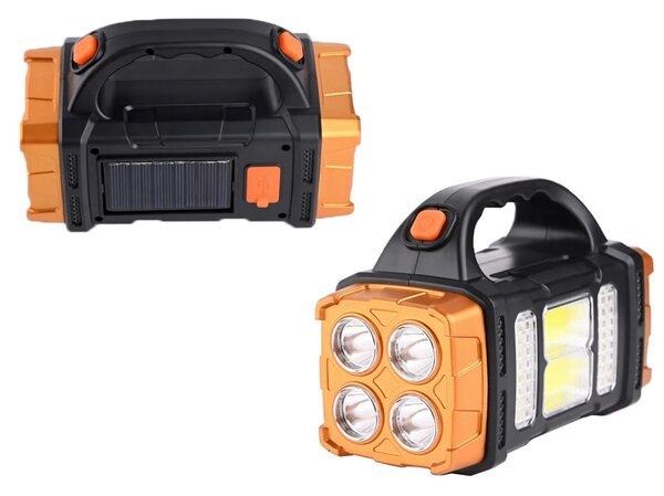 3v1 aku. solarna led cob ročna svetilka 1500mah usb powerbank - verk group