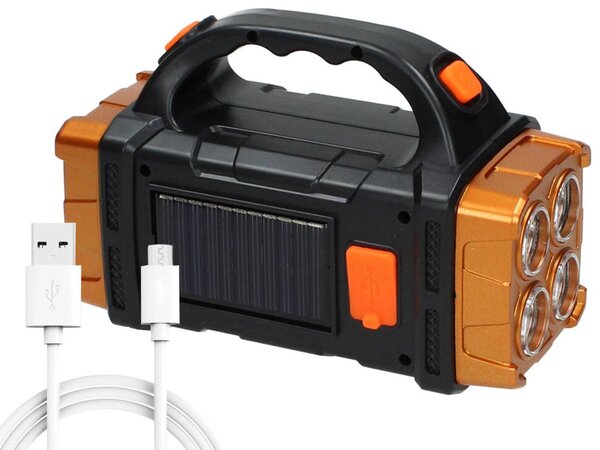 3v1 aku. solarna led cob ročna svetilka 1500mah usb powerbank - verk group