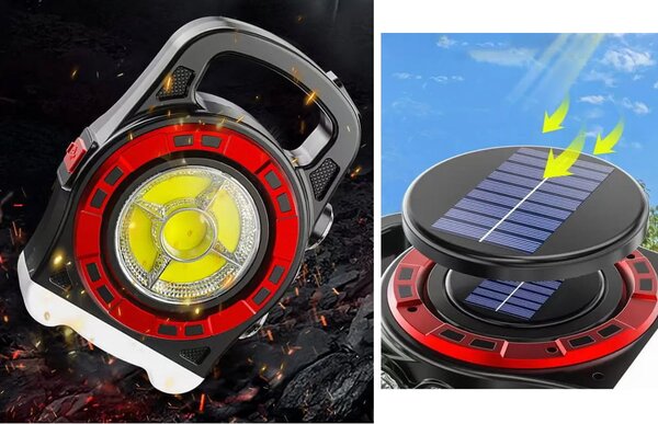 3v1 aku. solarna led cob ročna svetilka 2400mah usb powerbank - verk group