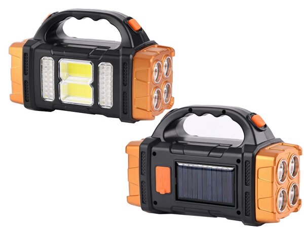 3v1 aku. solarna led cob ročna svetilka 1500mah usb powerbank - verk group