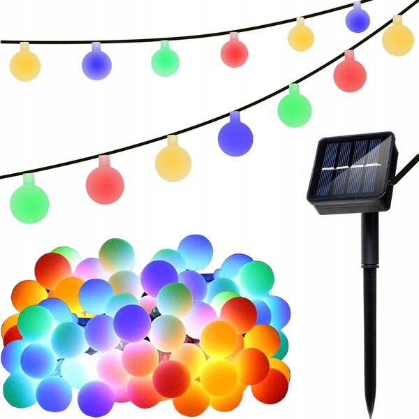 LED RGB 50 Vanjski solarni ukrasni vijenac IP65 7M 8 funkcija