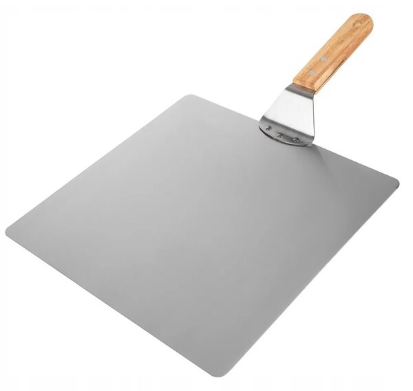Snažni reket od nehrđajućeg čelika za pizzu 44 cm drveni držač