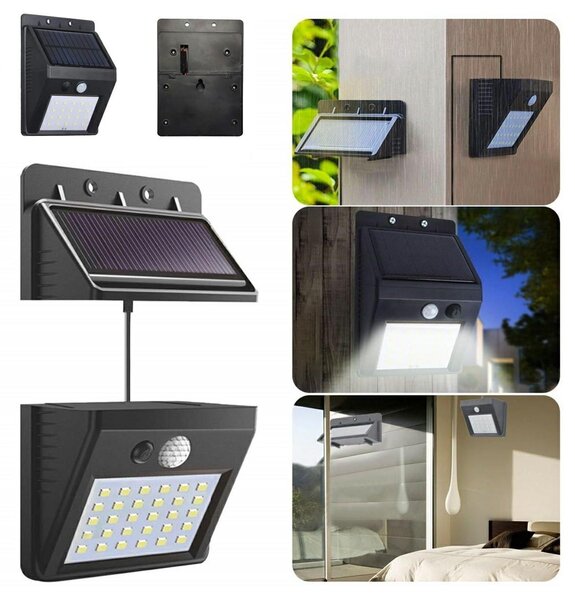30 LED SMD solarna zidna svjetiljka s PIR sezonom Pokret dva -dio