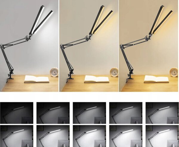 Alu. 230V 168 LED fleksibilna dvostruka stolna svjetiljka crna