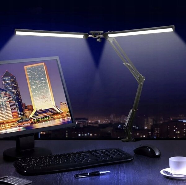 Alu. 230V 168 LED fleksibilna dvostruka stolna svjetiljka crna