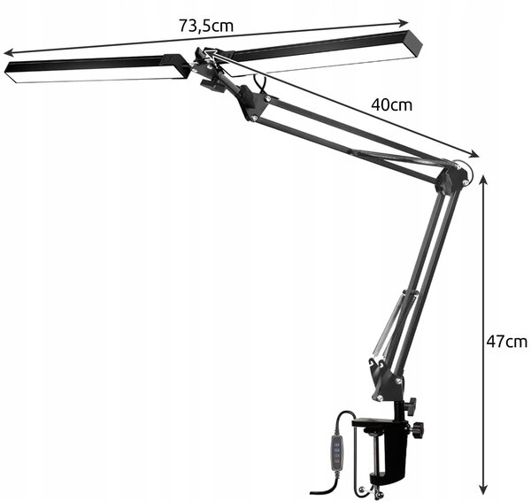 Alu. 230V 168 LED fleksibilna dvostruka stolna svjetiljka crna
