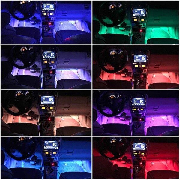 4x LED RGB rebrast vozila interijera 12V + daljinski i aplikacija