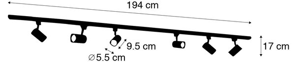 Moderni sustav rasvjete s 6 bijelih reflektora, 1-fazni, 200 cm - Iconic Jeana