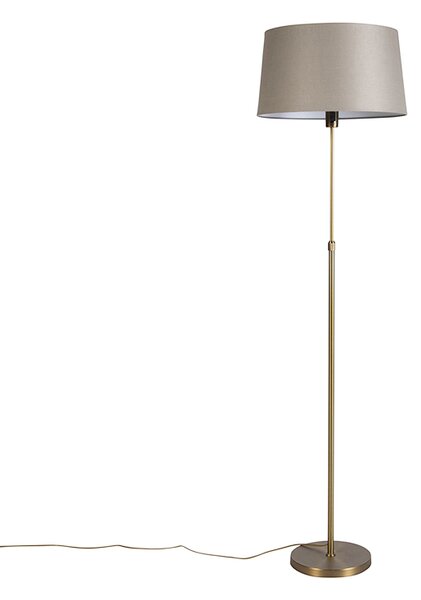 Podna svjetiljka brončana s platnenim sjenilom boje taupe 45 cm podesiv - Parte