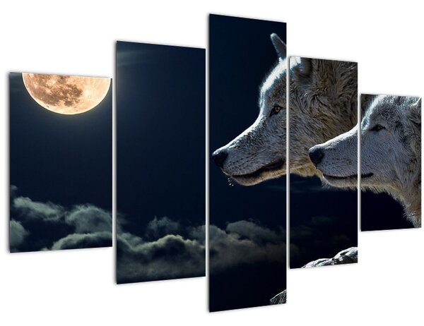 Slika vukova koji zavijaju na mjesec (150x105 cm)