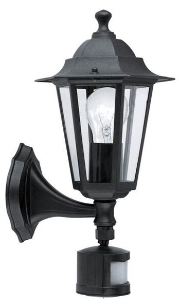 EGLO 22469 - Vanjska zidna svjetiljka sa senzorom LATERNA 1xE27/60W crna