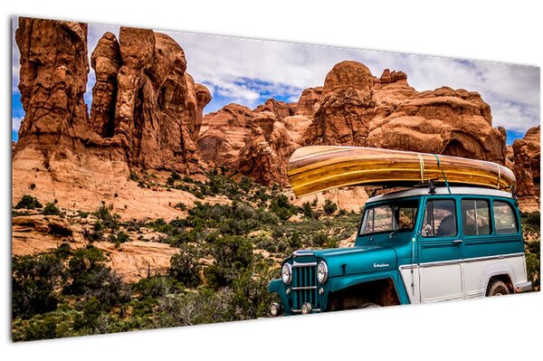 Slika terenskog automobila u planinama (120x50 cm)