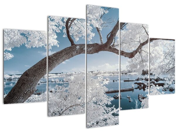 Slika snježnog stabla uz vodu (150x105 cm)