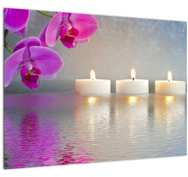 Slika svijeća na vodi (70x50 cm)
