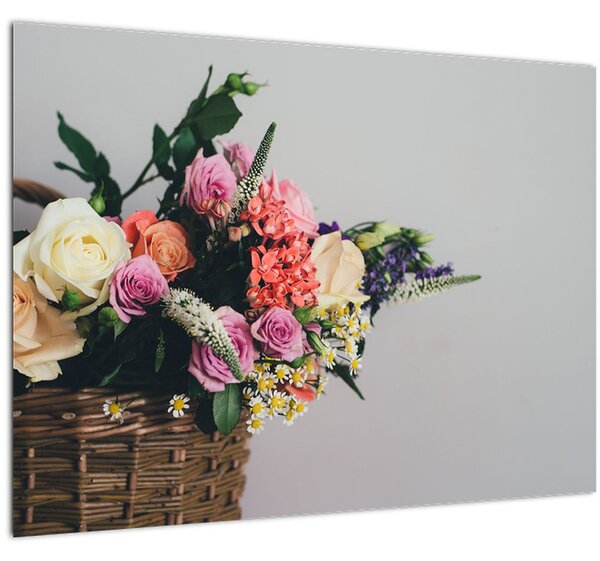 Slika košare s cvijećem (70x50 cm)