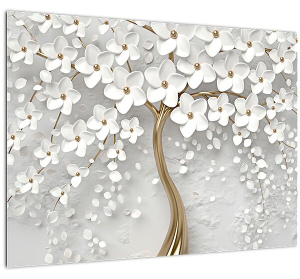Slika bijelog stabla s cvijećem (70x50 cm)