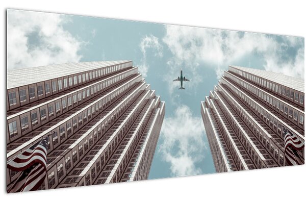 Slika aviona između zgrada (120x50 cm)