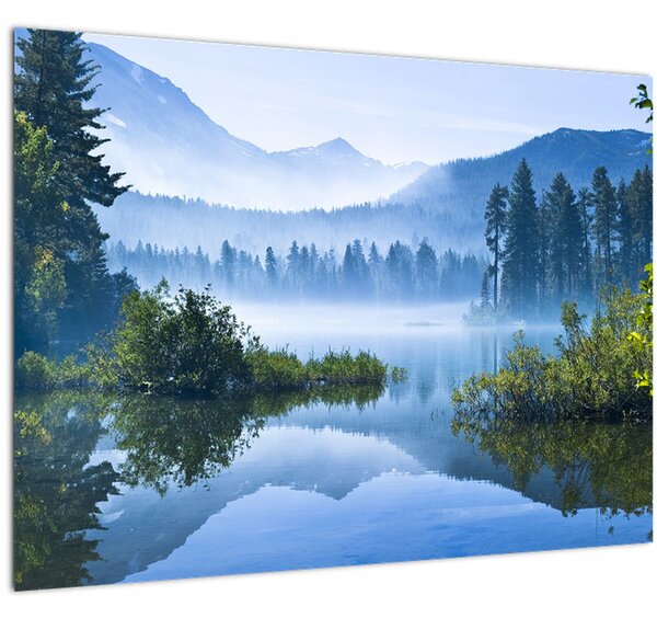 Staklena slika planinskog jezera (70x50 cm)